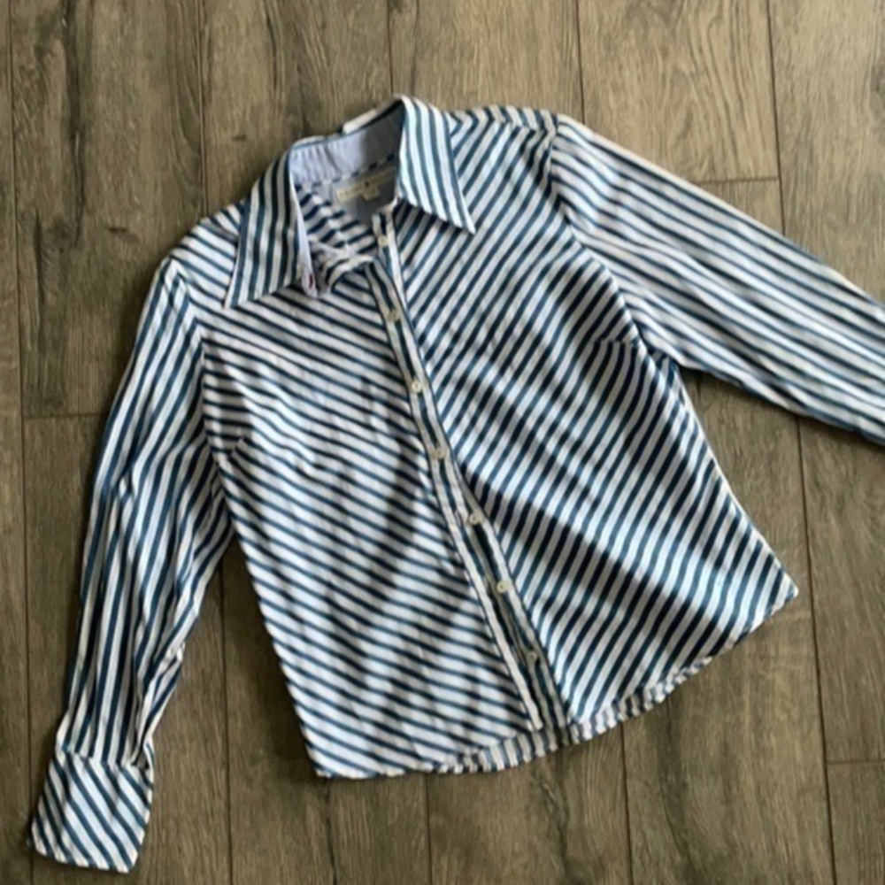 Tommy Hilfiger top blue & white striped XL women’s